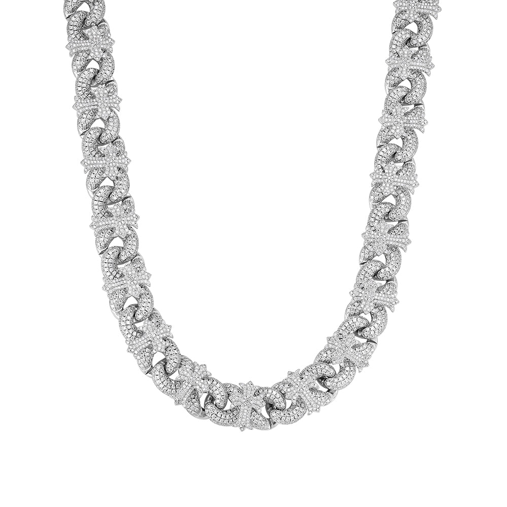 Chrome Heart Cuban Necklace Moissanite Silver 15mm